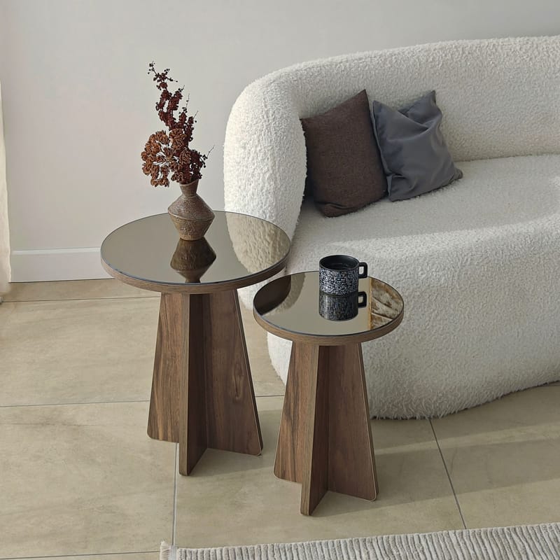 Dasina sidebord 2 deler 50 cm - Bronzie/Valnøtt - Møbler - Bord - Avlastningsbord - Settbord