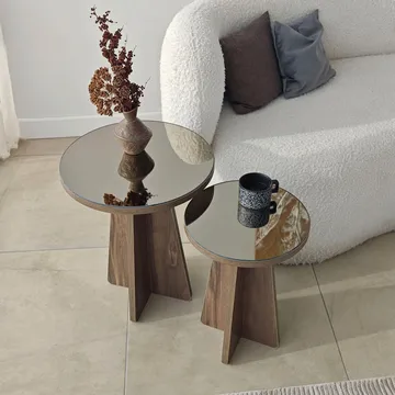 Dasina sidebord 2 deler 50 cm - Bronzie/Valnøtt - Møbler - Bord - Avlastningsbord - Settbord
