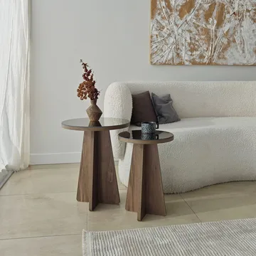 Dasina sidebord 2 deler 50 cm - Bronzie/Valnøtt - Møbler - Bord - Avlastningsbord - Settbord