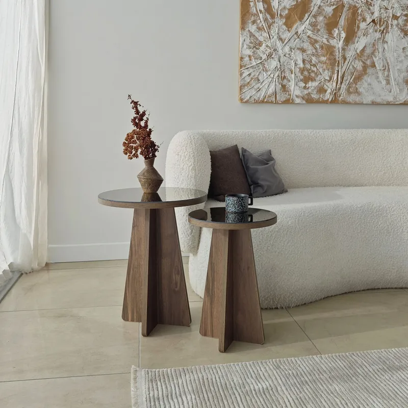 Dasina sidebord 2 deler 50 cm - Bronzie/Valnøtt - Møbler - Bord - Avlastningsbord - Settbord