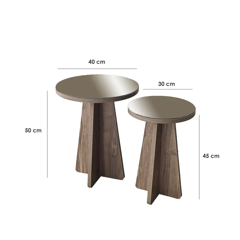 Dasina sidebord 2 deler 50 cm - Bronzie/Valnøtt - Møbler - Bord - Avlastningsbord - Settbord