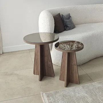 Dasina sidebord 2 deler 50 cm - Bronzie/Valnøtt - Møbler - Bord - Avlastningsbord - Settbord