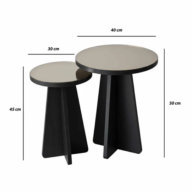 Dasina sidebord 2 deler 50 cm - Svart / Bronse - Møbler - Bord - Avlastningsbord - Settbord