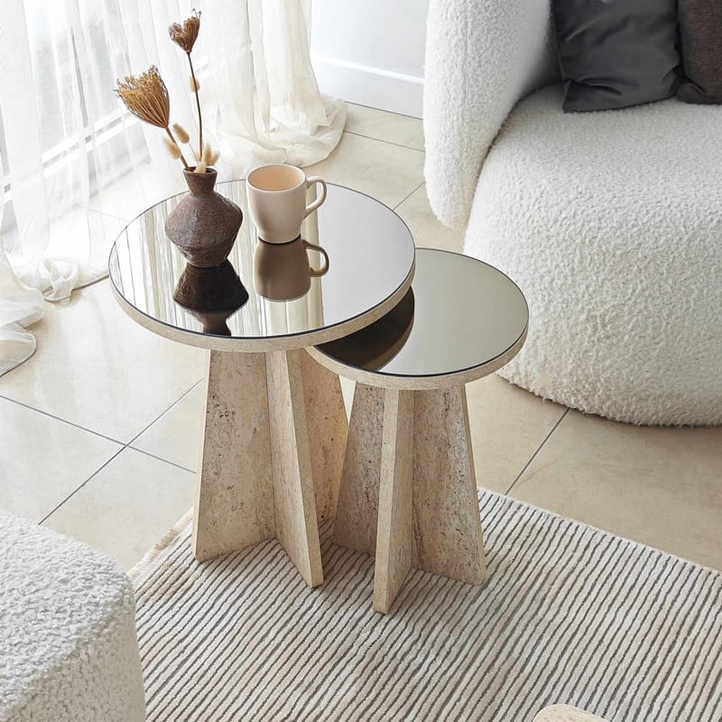 Dasina sidebord 2 deler 50 cm - Travertin/Bronse - Møbler - Bord - Avlastningsbord - Settbord