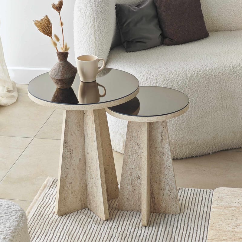 Dasina sidebord 2 deler 50 cm - Travertin/Bronse - Møbler - Bord - Avlastningsbord - Settbord