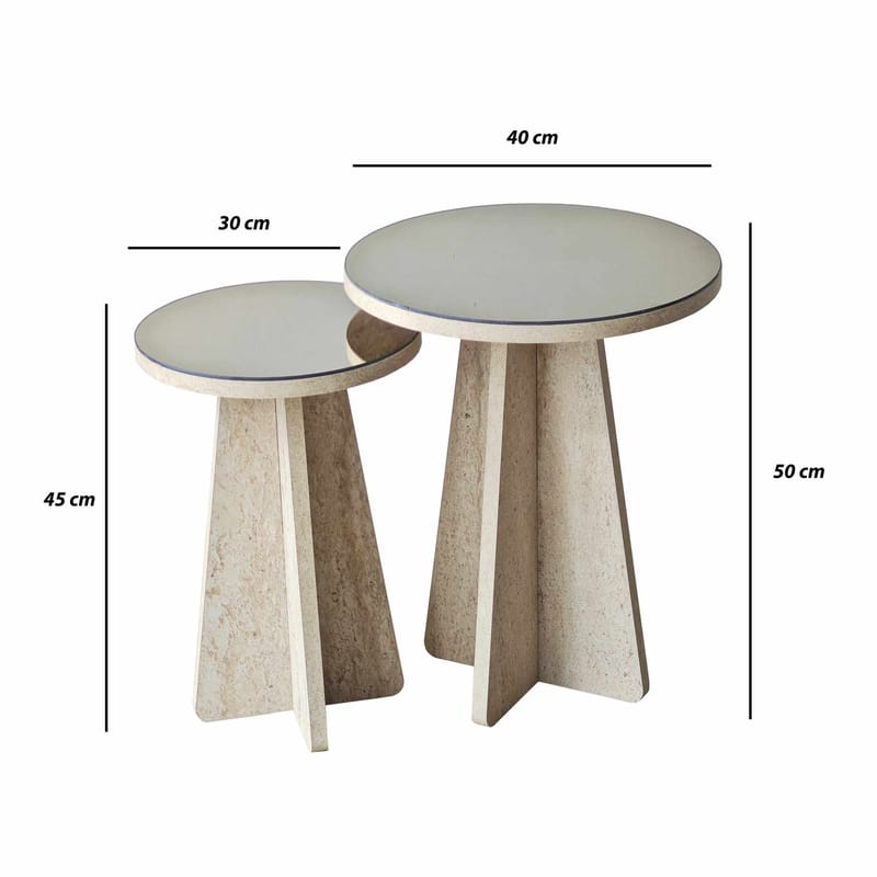 Dasina sidebord 2 deler 50 cm - Travertin/Bronse - Møbler - Bord - Avlastningsbord - Settbord