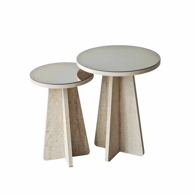 Dasina sidebord 2 deler 50 cm, Travertin/Bronse