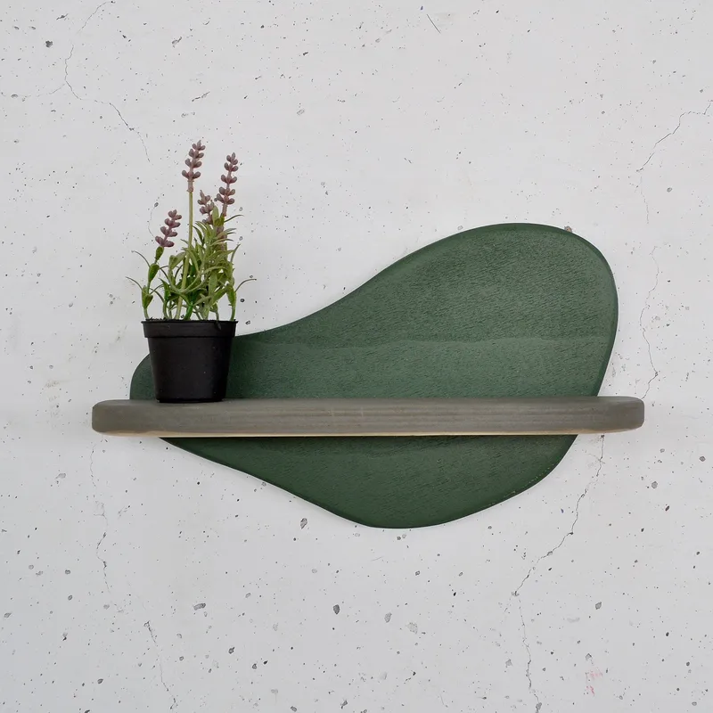 Dekorativ vegghylle i tre Hanah Home Magna Grønn / grå 35 x 20 x 11 cm, undefined
