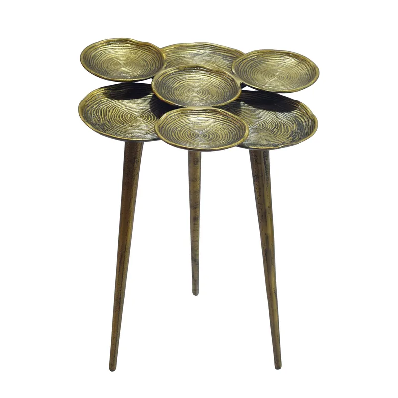 Denvor rundt sidebord 46 cm i aluminium, gull