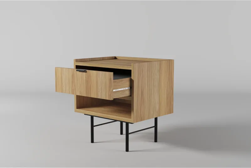 Dravo Nattbord 40 cm - Naturlig hickory / naturlig eiketone - Møbler - Bord - Avlastningsbord - Sengebord & nattbord