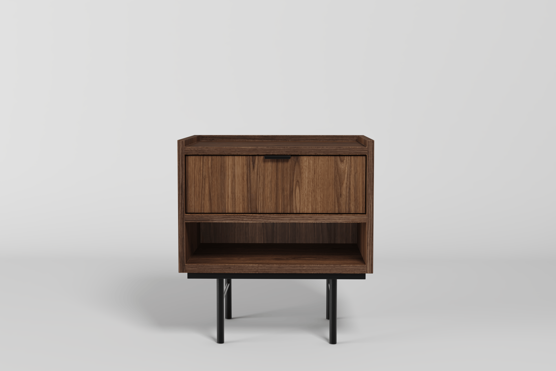 Dravo Nattbord 40 cm - Warmia valnøtt med svarte metallben