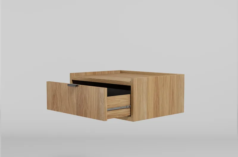 Dravo Vegghengt Nattbord 40 cm - Naturlig hickory / naturlig eiketone - Møbler - Bord - Avlastningsbord - Sengebord & nattbord