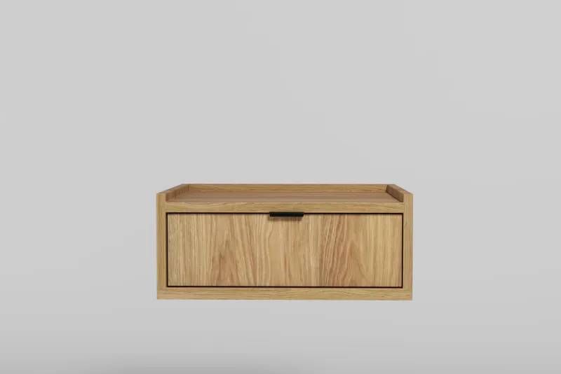 Dravo Vegghengt Nattbord 40 cm - Naturlig hickory / naturlig eiketone - Møbler - Bord - Avlastningsbord - Sengebord & nattbord