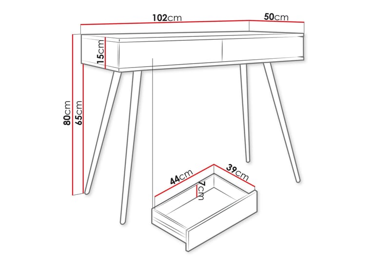 Edson Sidebord 102 cm - Hvit - Møbler - Bord - Avlastningsbord - Lampebord & sidebord