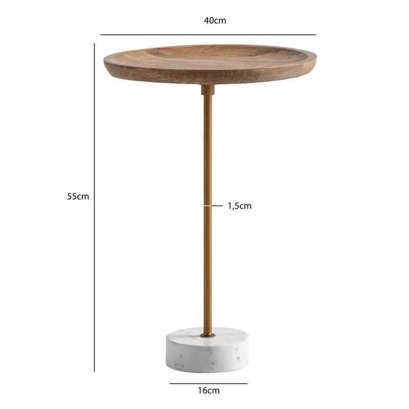 Eliela sidebord 40 cm rundt - varm mørkebrun, gull og hvit - Møbler - Bord - Avlastningsbord - Konsollbord