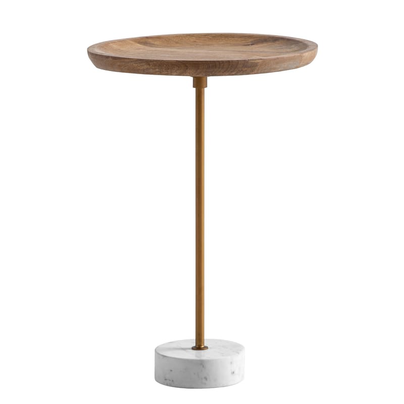Eliela sidebord 40 cm rundt - varm mørkebrun, gull og hvit - Møbler - Bord - Avlastningsbord - Konsollbord