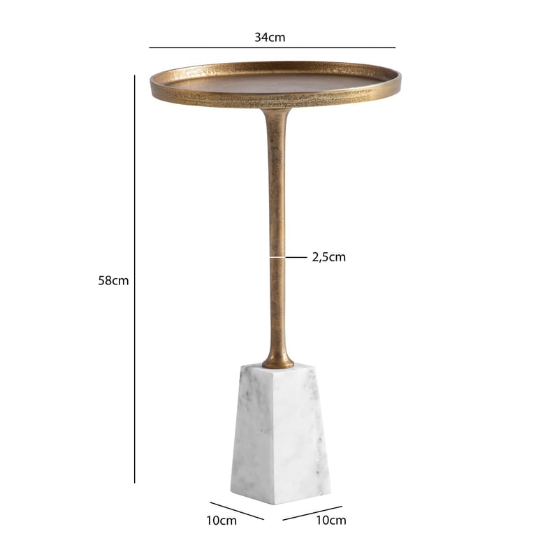 Eliilo sidebord 34 cm - antikk gullfarge og hvit marmor - Møbler - Bord - Avlastningsbord - Konsollbord