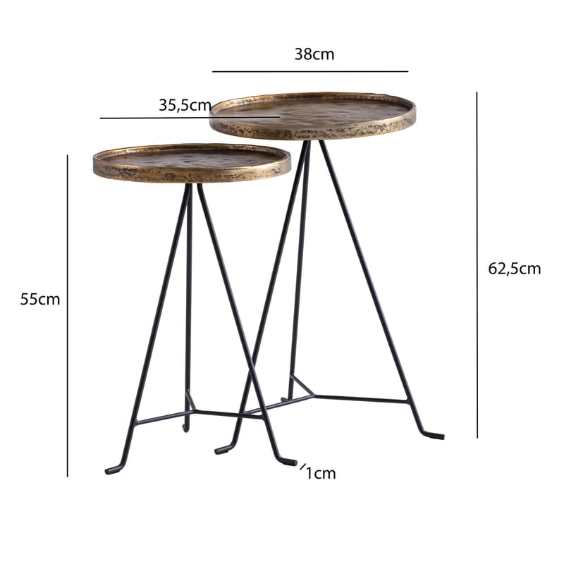 Eliira settbord 38 cm industriell stil - Antikk gull og svart - Møbler - Bord - Avlastningsbord - Settbord