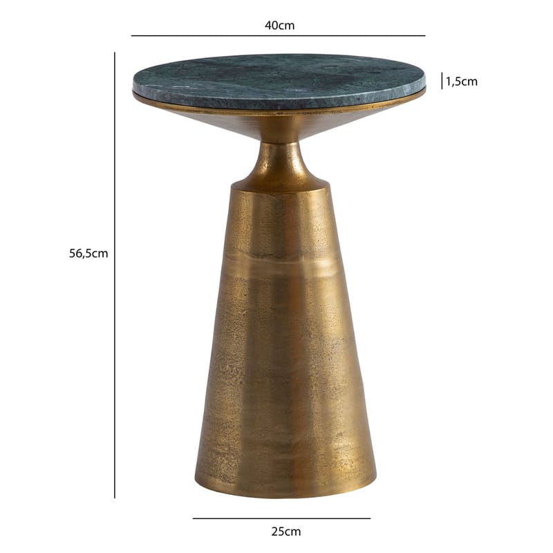 Eliuna sidebord 40 cm - mørkegrønn marmor og antikk gull - Møbler - Bord - Avlastningsbord - Konsollbord