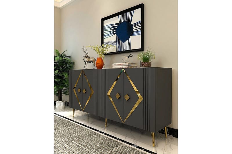 Elvon Konsollbord 150 cm - Antrasitt/Gull - Møbler - Bord - Avlastningsbord - Gangbord