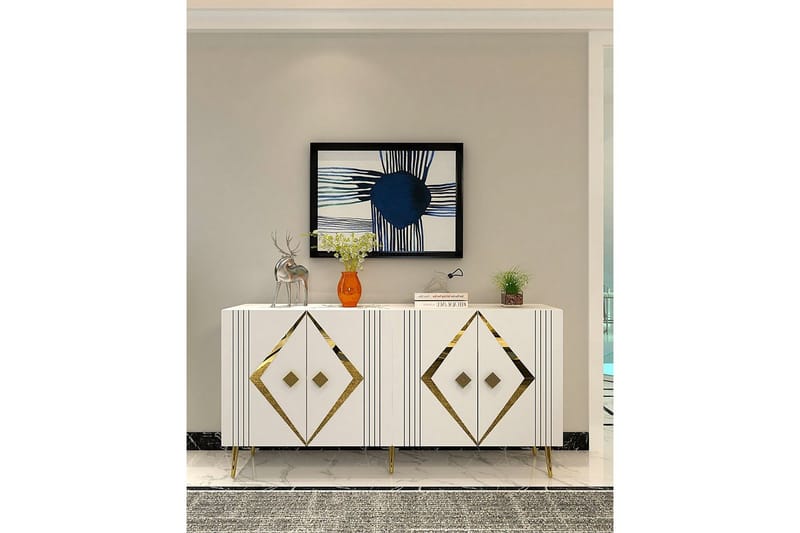 Elvon Konsollbord 150 cm - Hvit/Gull - Møbler - Bord - Avlastningsbord - Gangbord