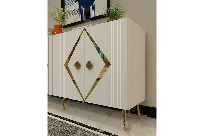 Elvon Konsollbord 150 cm - Hvit/Gull - Møbler - Bord - Avlastningsbord - Gangbord