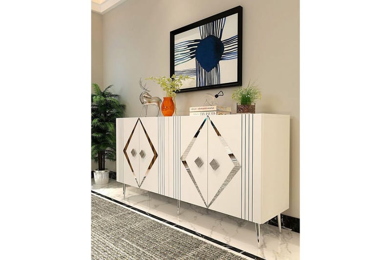 Elvon Konsollbord 150 cm - Hvit/Sølv - Møbler - Bord - Avlastningsbord - Gangbord