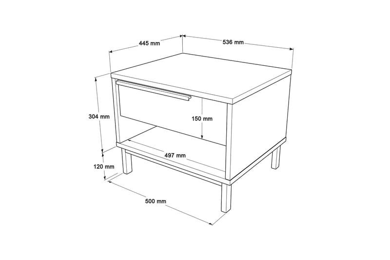 Erhan Nattbord 205,6 cm - Hvit - Møbler - Bord - Avlastningsbord - Sengebord & nattbord