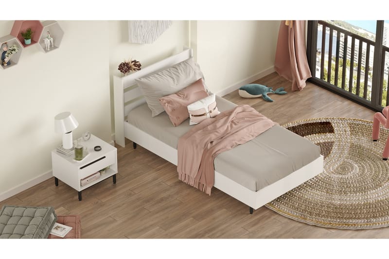 Erhan Nattbord 205,6 cm - Hvit - Møbler - Bord - Avlastningsbord - Sengebord & nattbord