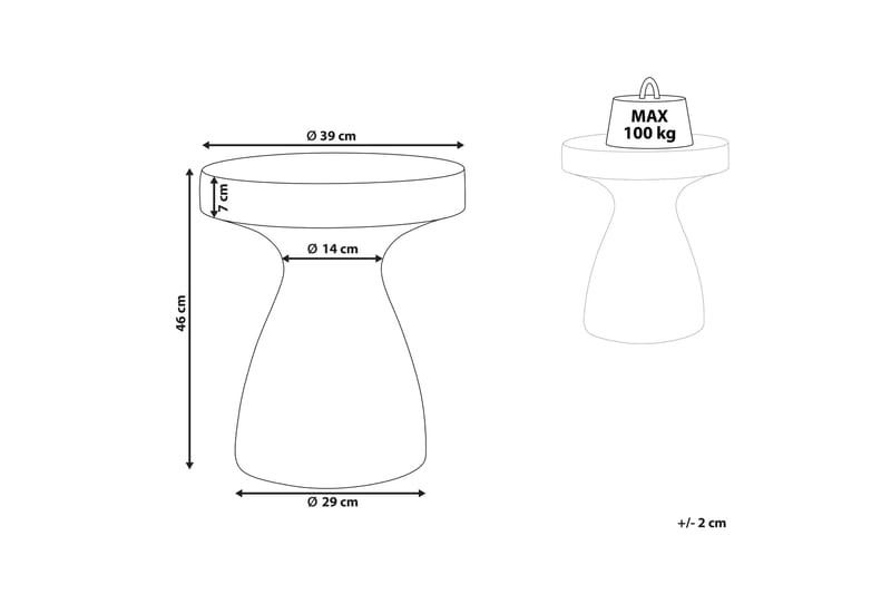 Faber Sidebord 39 cm - Hvit - Møbler - Bord - Avlastningsbord - Lampebord & sidebord