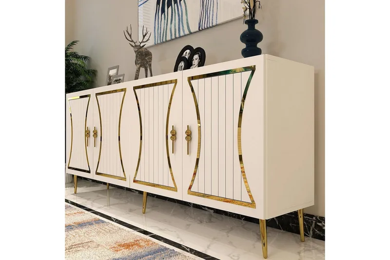 Falra Konsollbord 150 cm - Hvit/Gull - Møbler - Bord - Avlastningsbord - Gangbord