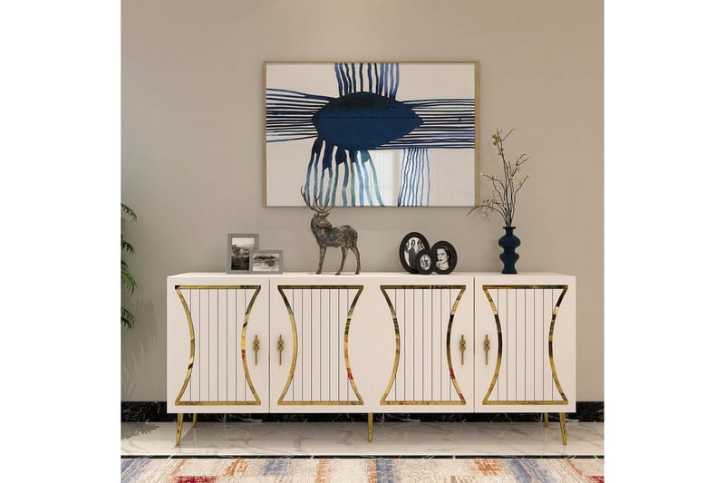 Falra Konsollbord 150 cm - Hvit/Gull - Møbler - Bord - Avlastningsbord - Gangbord