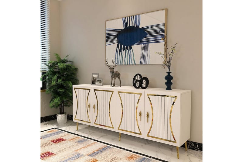 Falra Konsollbord 150 cm - Hvit/Gull - Møbler - Bord - Avlastningsbord - Gangbord