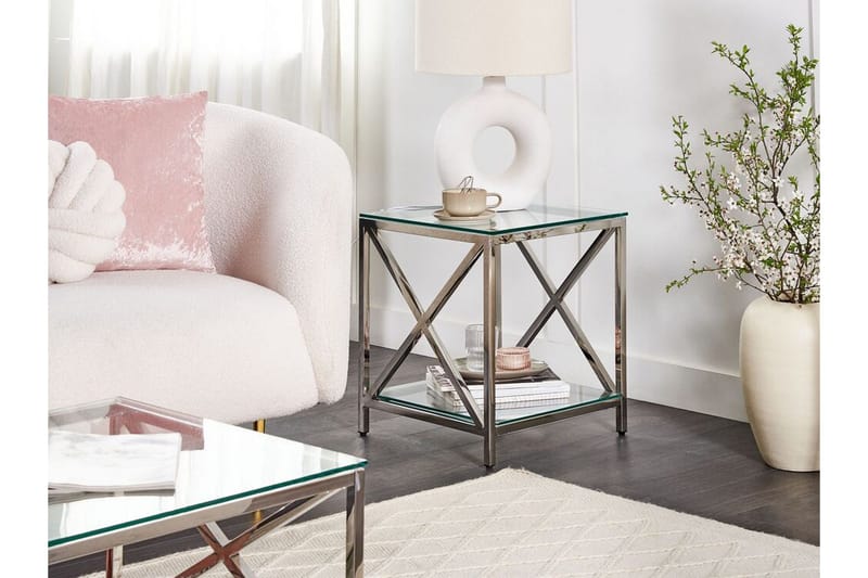 Fidelina Sidebord 45 cm - Sølv/Transparent - Møbler - Bord - Avlastningsbord - Lampebord & sidebord