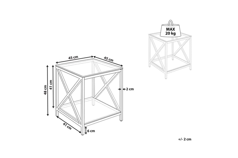 Fidelina Sidebord 45 cm - Sølv/Transparent - Møbler - Bord - Avlastningsbord - Lampebord & sidebord