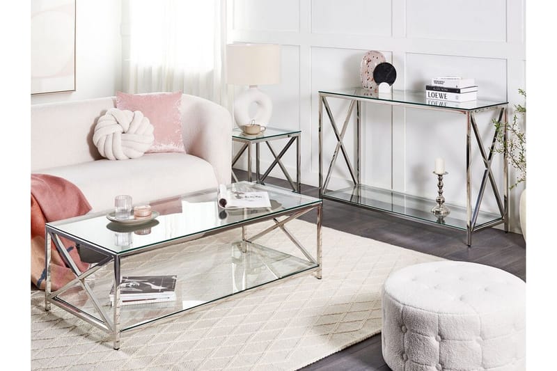 Fidelina Sidebord 45 cm - Sølv/Transparent - Møbler - Bord - Avlastningsbord - Lampebord & sidebord