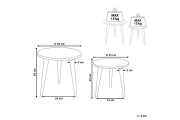 Filbert Settbord 45 cm - Lyst tre/Hvit - Møbler - Bord - Avlastningsbord - Settbord