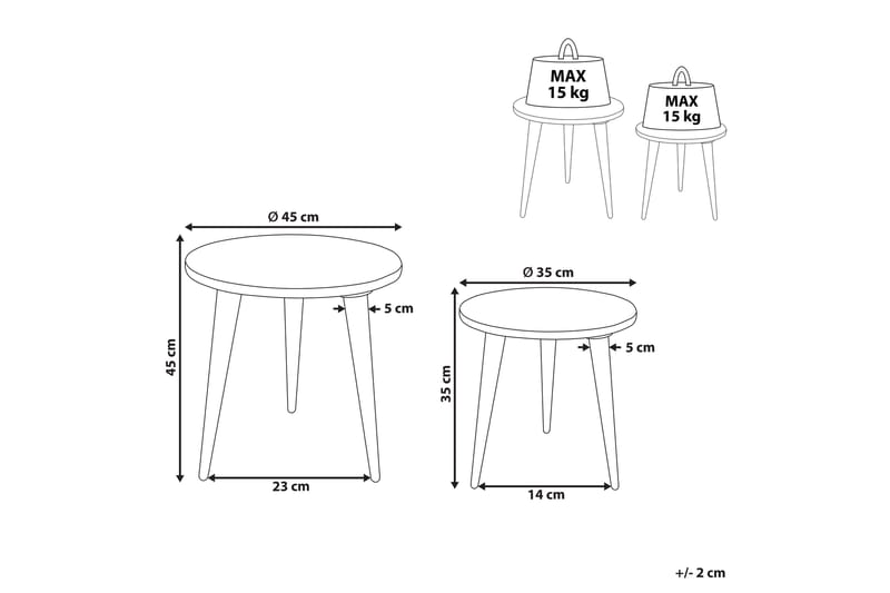 Filbert Settbord 45 cm - Lyst tre/Hvit - Møbler - Bord - Avlastningsbord - Settbord