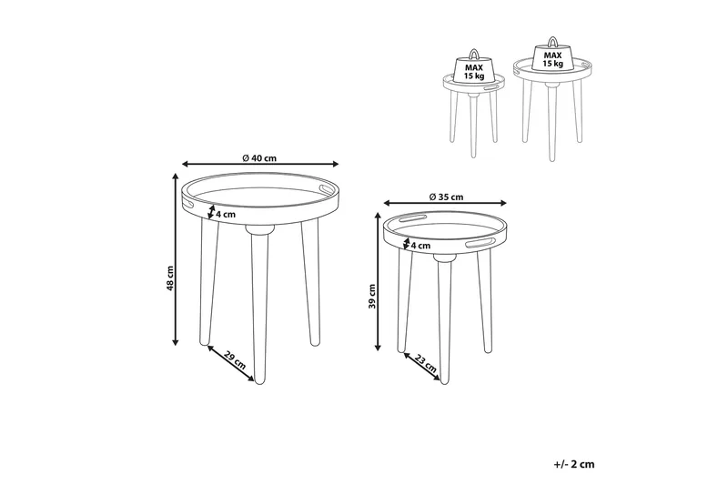 Finbar Settbord 40 cm - Mørkt tre - Møbler - Bord - Avlastningsbord - Settbord