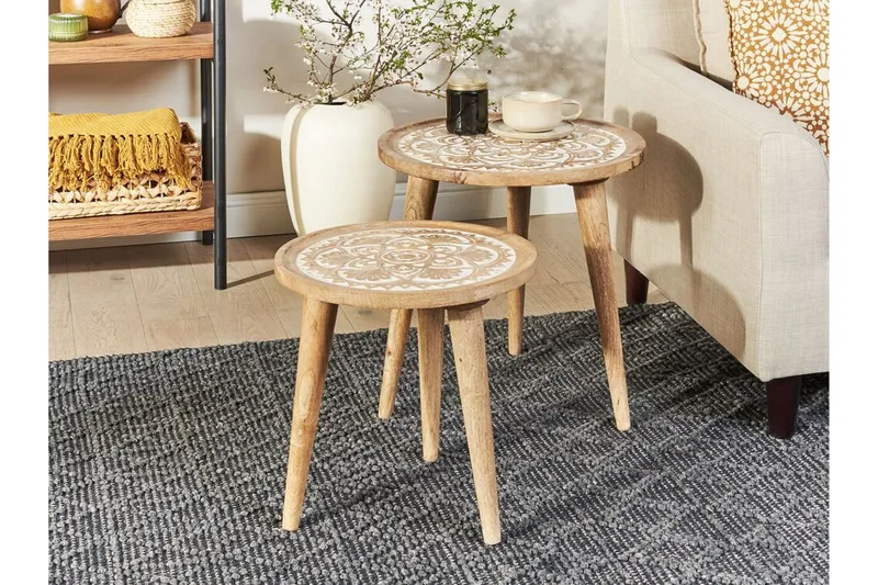 Fiorenzo Settbord 45 cm - Lyst tre/Hvit - Møbler - Bord - Avlastningsbord - Settbord