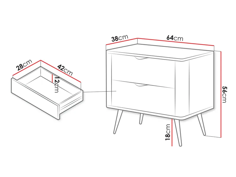 Forba Nattbord 64 cm - hvit - Møbler - Bord - Avlastningsbord - Sengebord & nattbord
