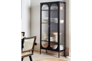 Foxton Vitrinskap 80 cm med Oppbevaring i Metall og Glass - Svart - Oppbevaring - Skap - Vitrineskap