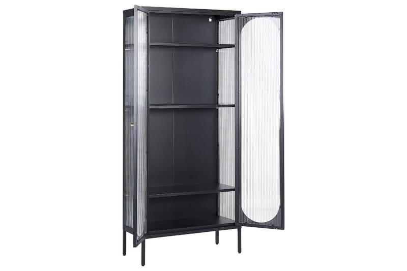 Foxton Vitrinskap 80 cm med Oppbevaring i Metall og Glass - Svart - Oppbevaring - Skap - Vitrineskap