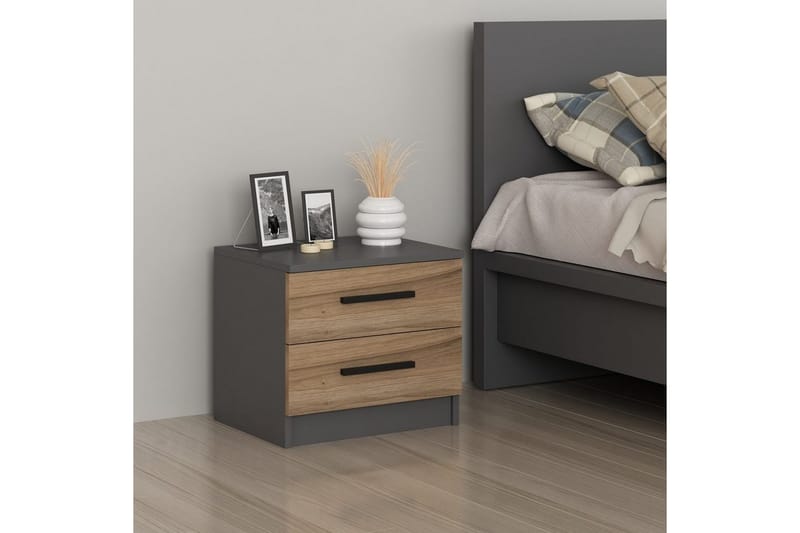 Fruitland Nattbord 50 cm - Valnøtt/Antrasitt - Møbler - Bord - Avlastningsbord - Sengebord & nattbord