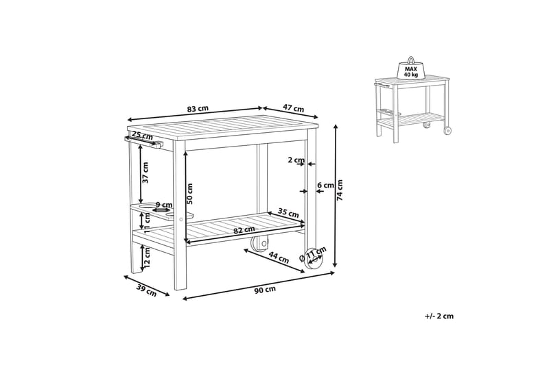 Gaetano Sidebord 47 cm - Lyst tre - Møbler - Bord - Avlastningsbord - Lampebord & sidebord