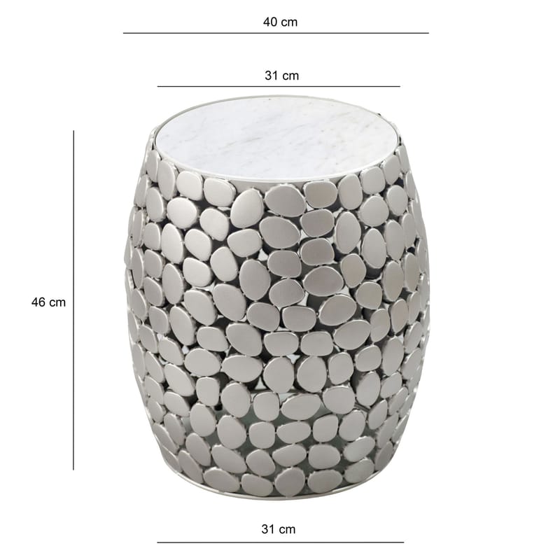 Galara sidebord 40 cm - Hvit og sølvfarget - Møbler - Bord - Avlastningsbord - Lampebord & sidebord