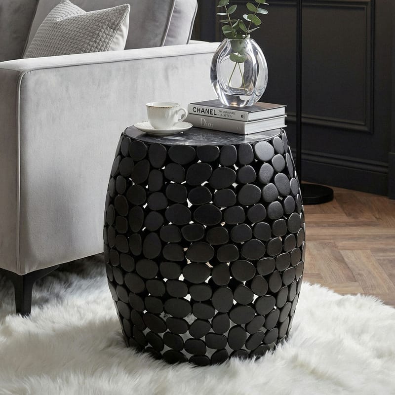 Galara sidebord 40 cm - Svart med grå og hvite marmornyanser - Møbler - Bord - Avlastningsbord - Lampebord & sidebord