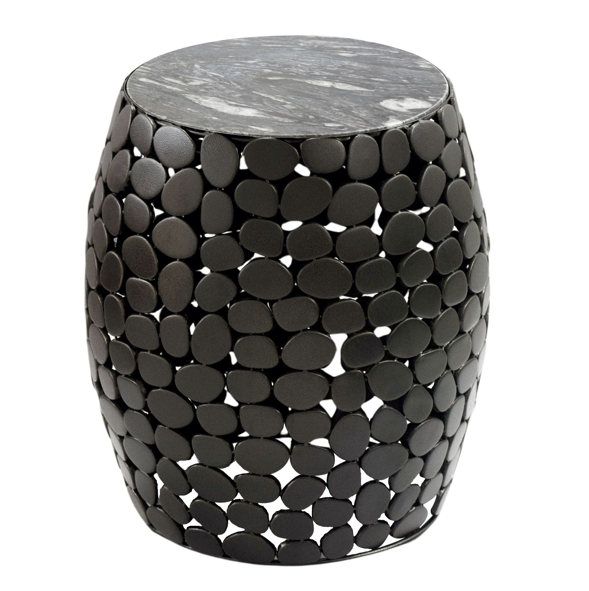 Galara sidebord 40 cm - Svart med grå og hvite marmornyanser