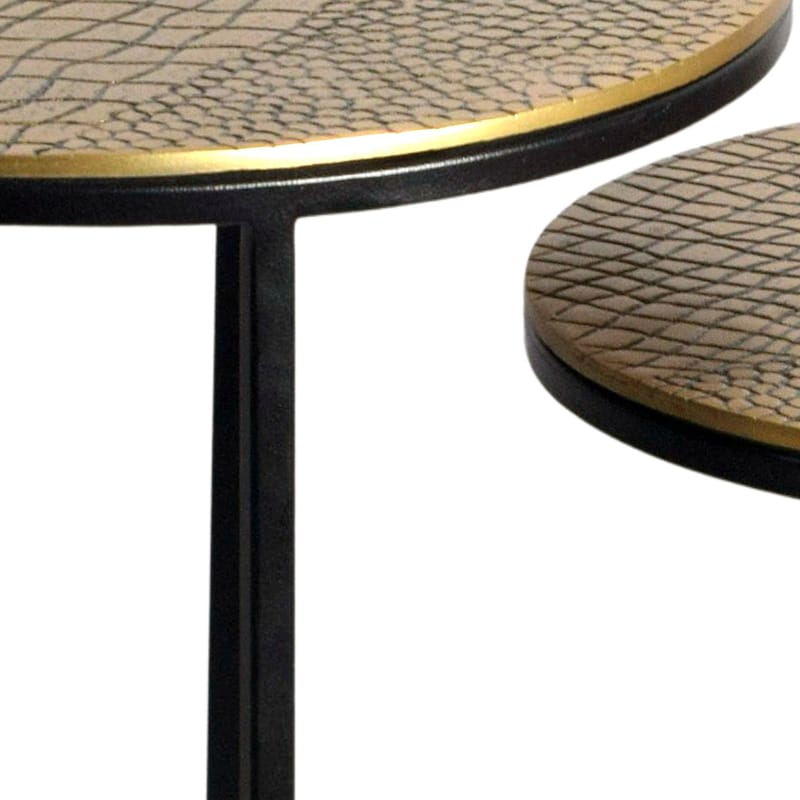 Galela settbord 40 cm sett med 2 - Gullfarget og svart - Møbler - Bord - Avlastningsbord - Settbord