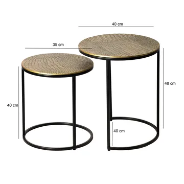Galela settbord 40 cm sett med 2 - Gullfarget og svart - Møbler - Bord - Avlastningsbord - Settbord